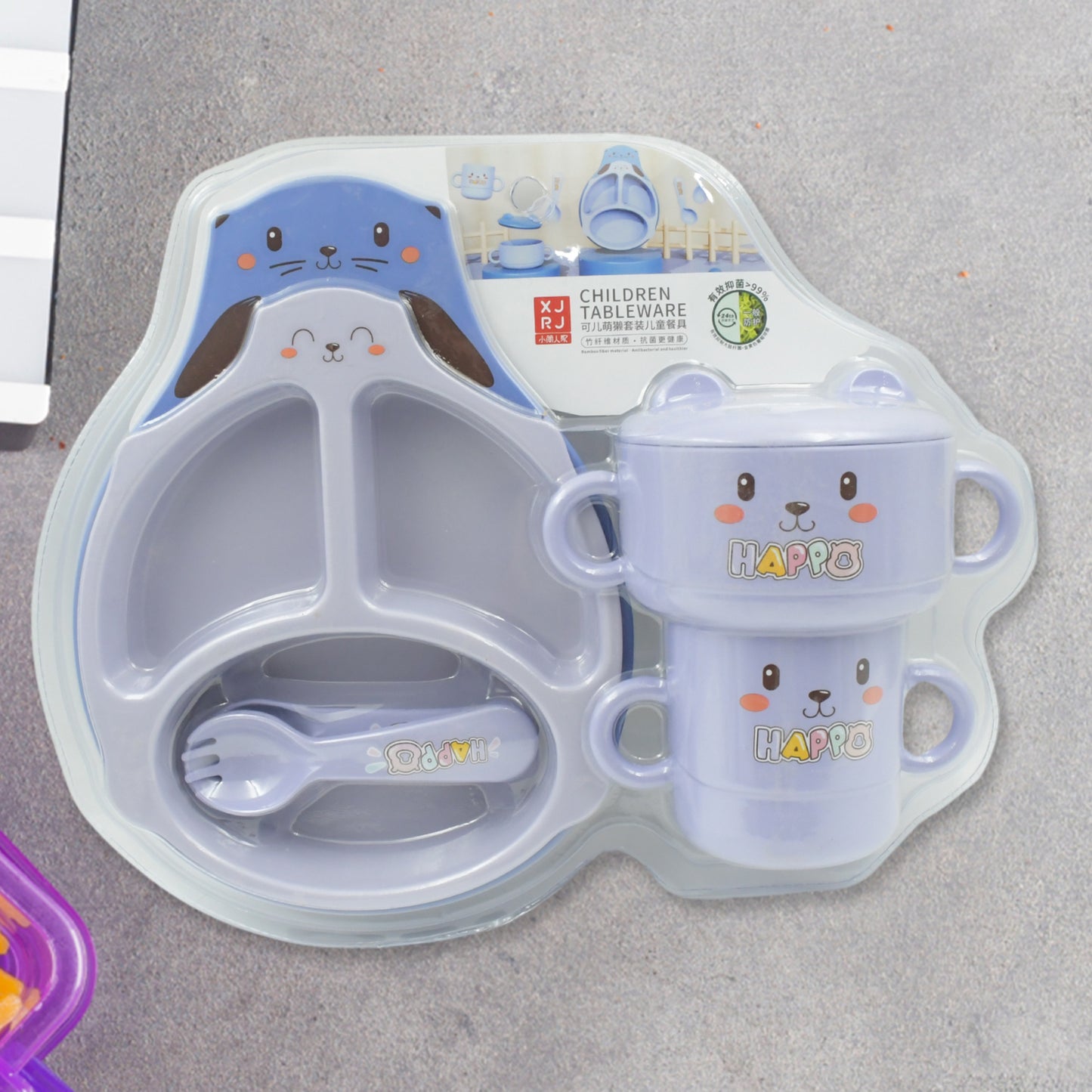 Baby Feeding Set For Kids And Toddlerschildren Children Dinnerware Set - Bamboo Fibre Feeding Set For Kids Cartoon Design Plate Cup Spoon Fork And Chopsticks Tableware Cutlery For Kids Microwave Dishwasher Safe (7 Pcs Set) - warehousetech13