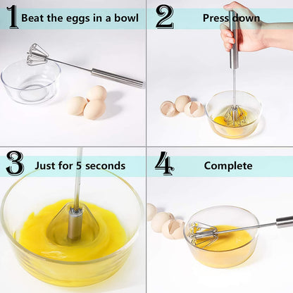 Hand Push Mixer Egg Whisk Stainless Steel Blender (1 Pc) - warehousetech13