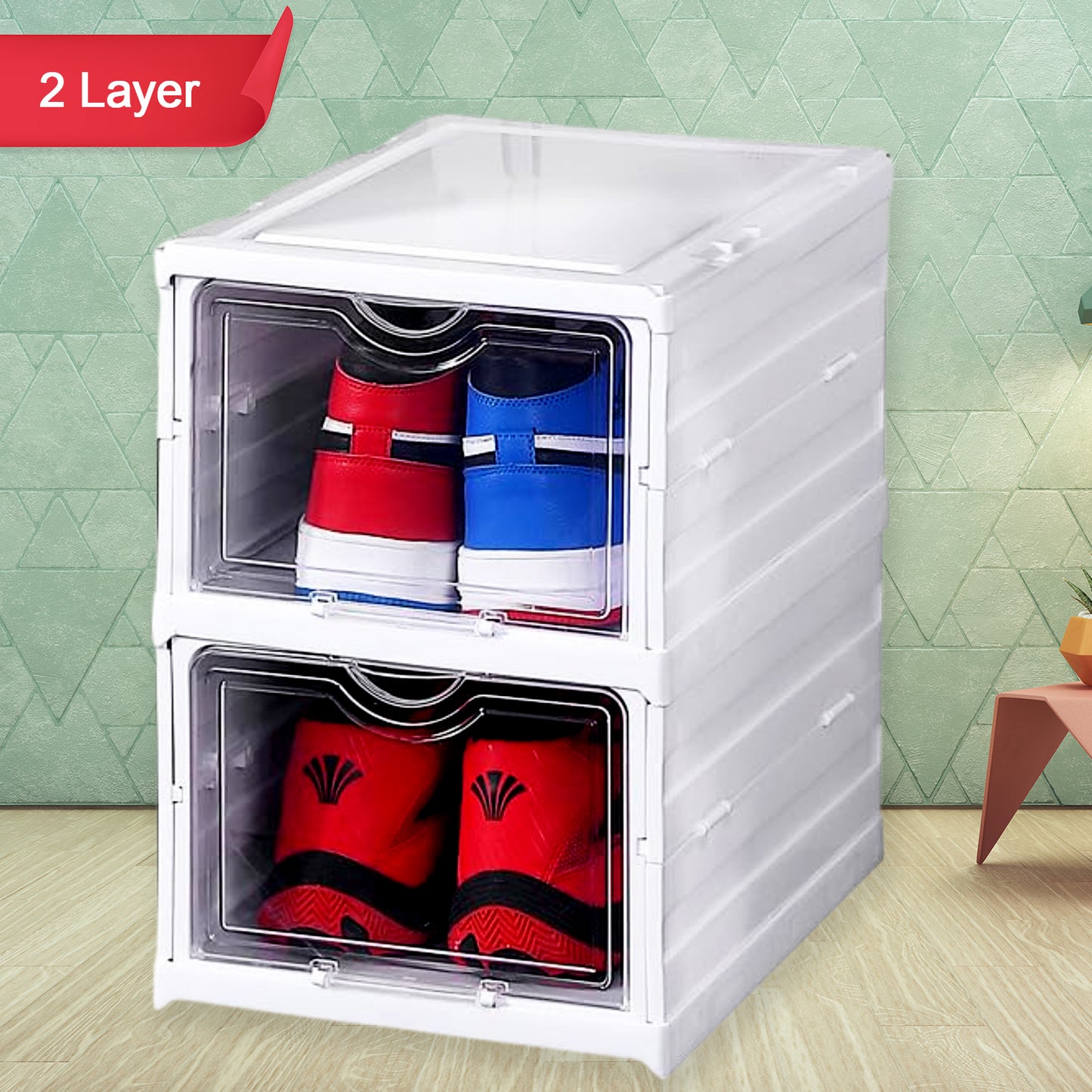 Stackable Multifunctional Storage For Clothes Foldable Drawer Shelf Basket Utility Cart Rack Storage Organizer Cart For Kitchen Pantry Closet Bedroom Bathroom Laundry (2 Layer 1 Pc) - warehousetech13