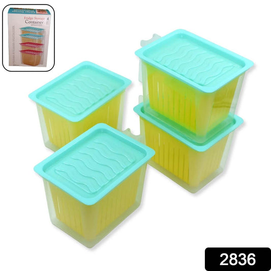 Fridge Storage Containers With Handle Plastic Storage Container For Kitchen(4 Pcs Set) - warehousetech13