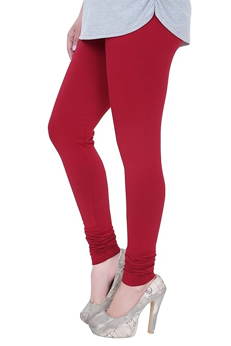 Maroon Plus Size Ultra Soft Churidar Cotton Lycra Leggings - warehousetech13