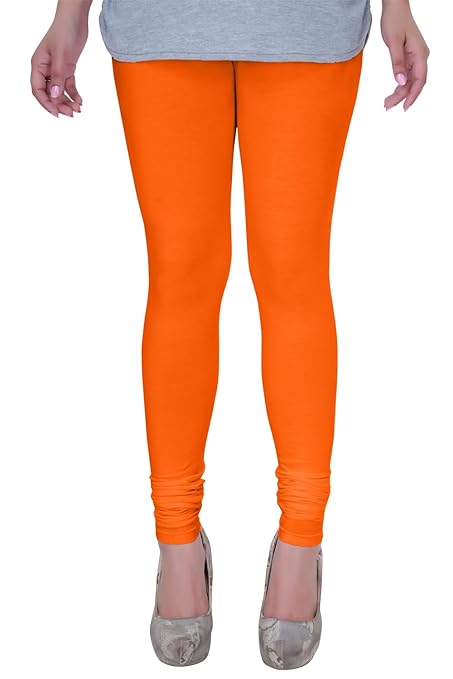 Orange Plus Size Ultra Soft Churidar Cotton Lycra Leggings - warehousetech13