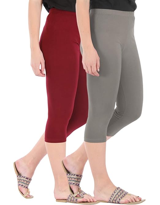 Combo Pack of 2 Skinny Fit 3/4 Capris Leggings - warehousetech13