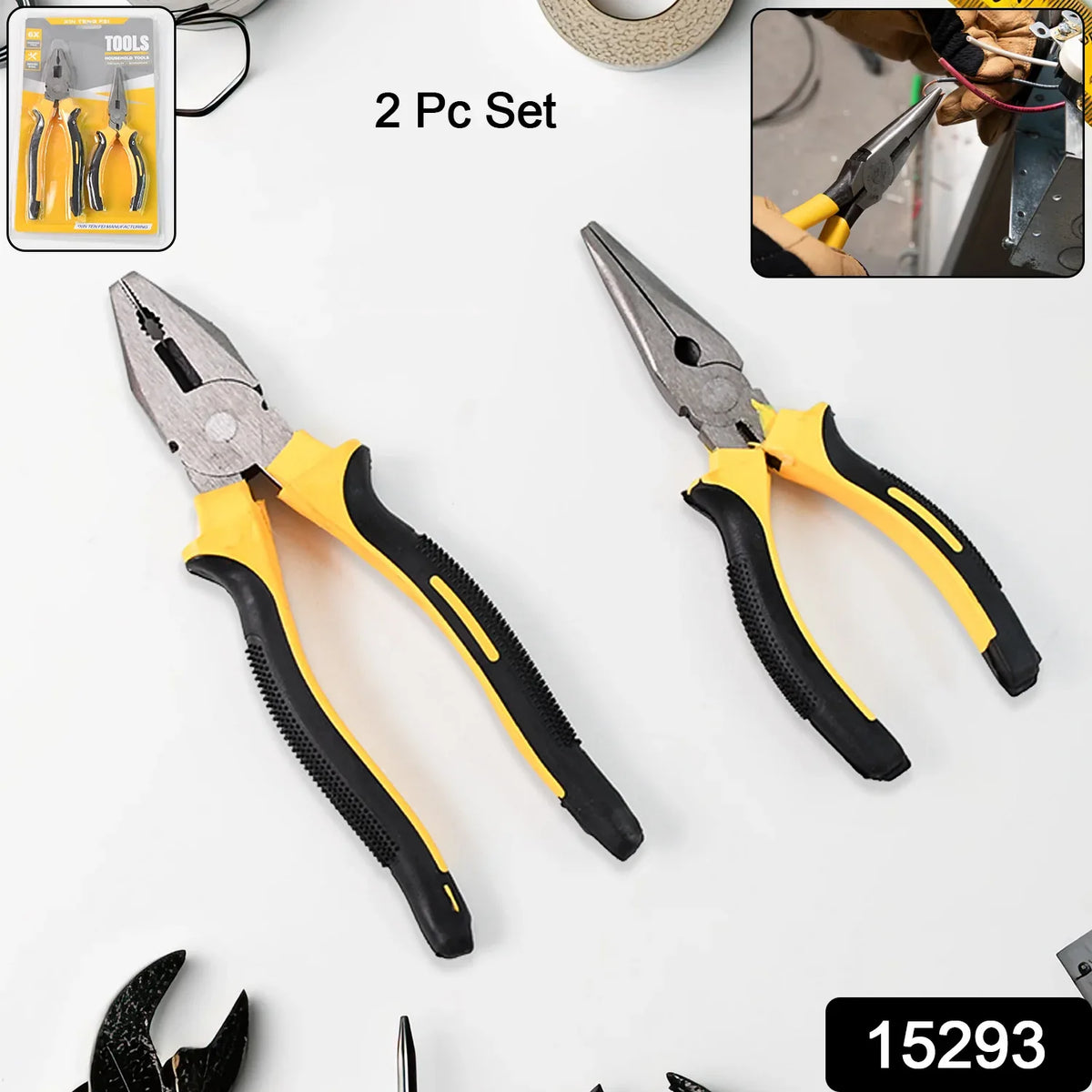Long Nose Plier And Flat Mouth Plier Combo Tools (2 Pc Set) - warehousetech13