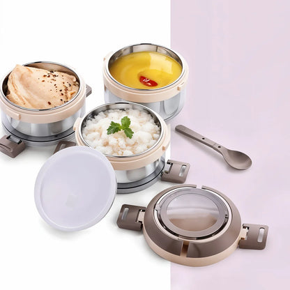 Ganesh Steko-3 Triple Layer Stainless Steel Insulated Lunch Box Set - warehousetech13