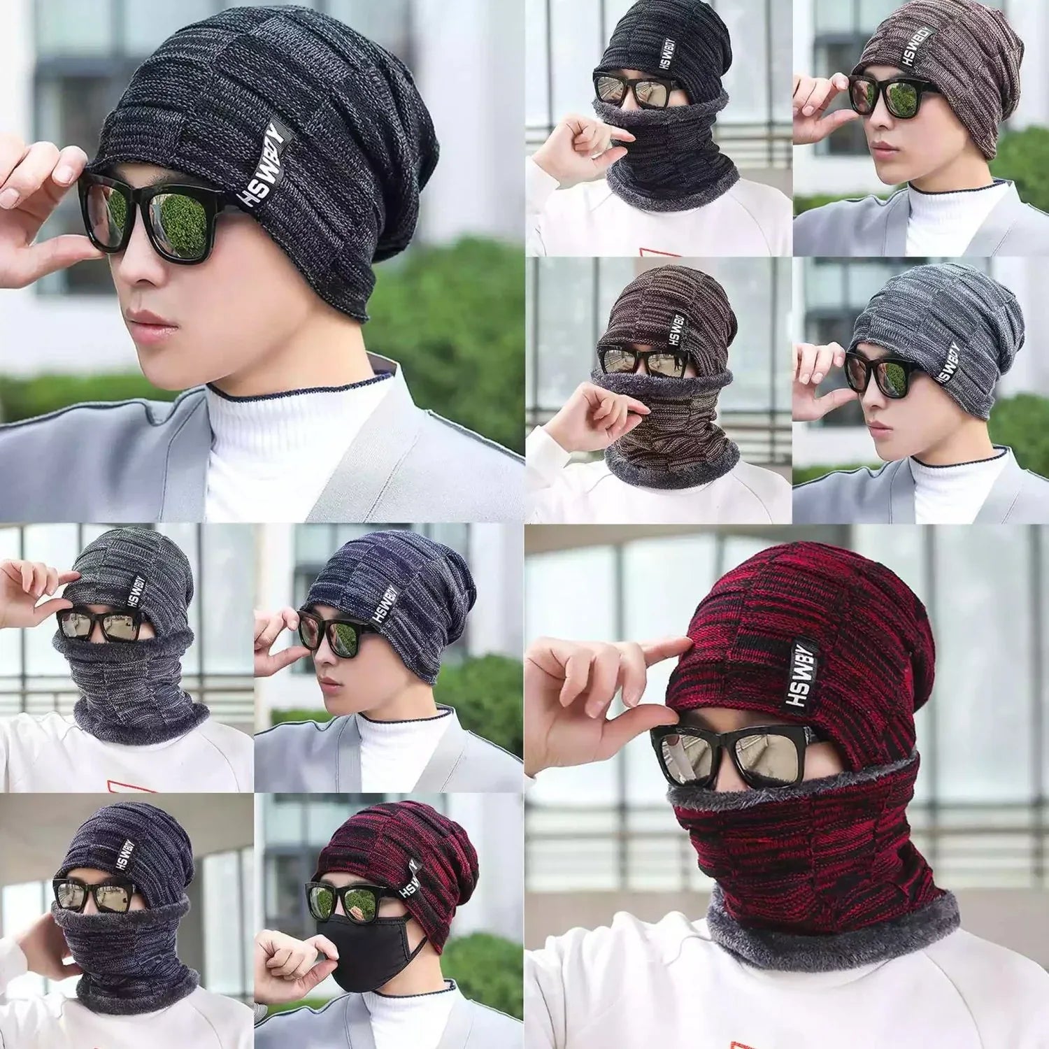 6066 Ultra Soft Unisex Woollen Beanie Cap Plus Muffler Scarf - warehousetech13