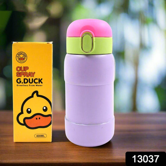 Duckstainless Steel Water Bottle For Kids Adults Steel Flask Metal Thermos Spill Proof Cap Closure Bpa Free For School Home Office Drinkware (1 Pc Mix Design) - warehousetech13