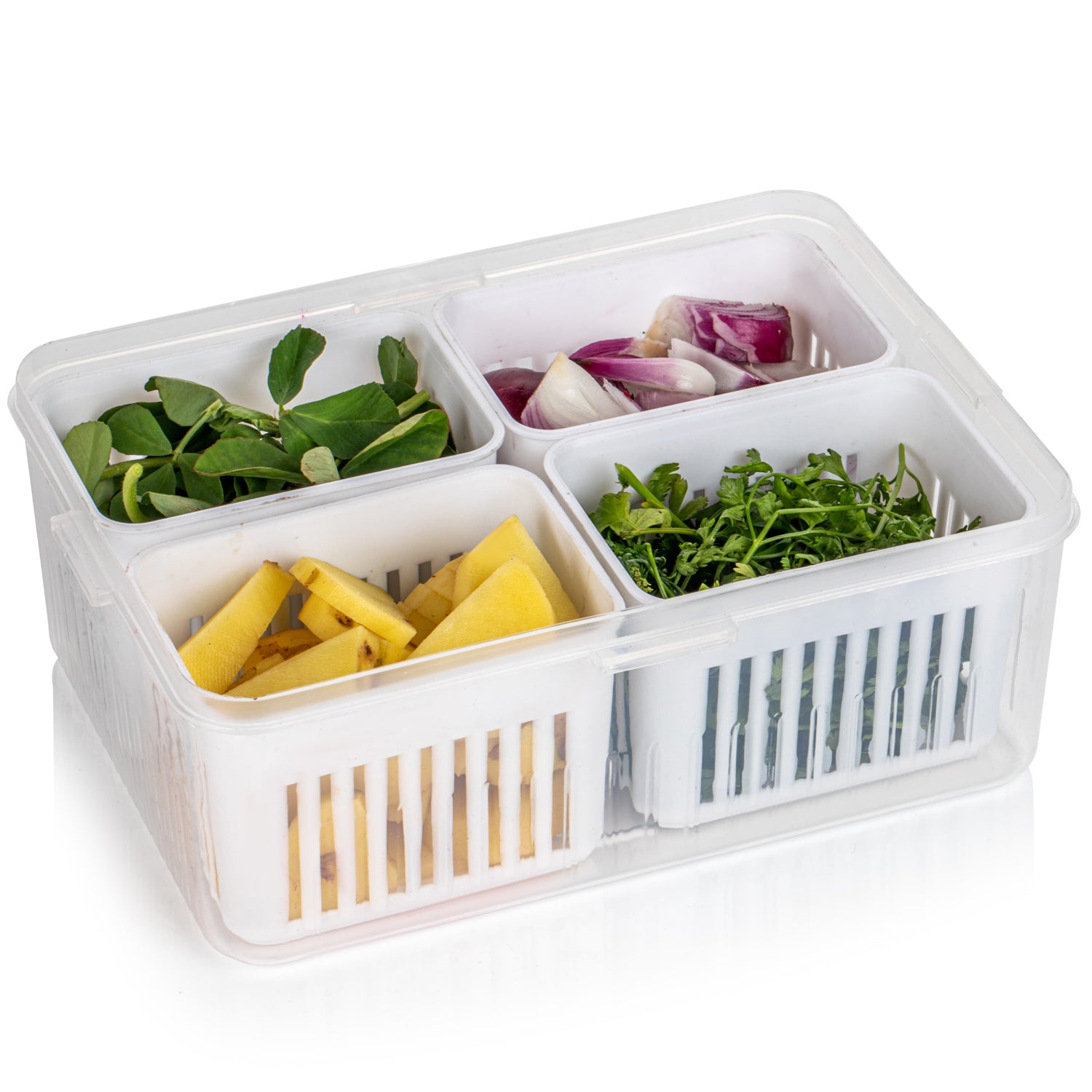 Fridge Storage Boxes Freezer Storage Containers Container For Kitchen Storage Set Storage In Kitchen Vegetable Storage Draining Crisper Refrigerator Food Box (1 Pc) - warehousetech13
