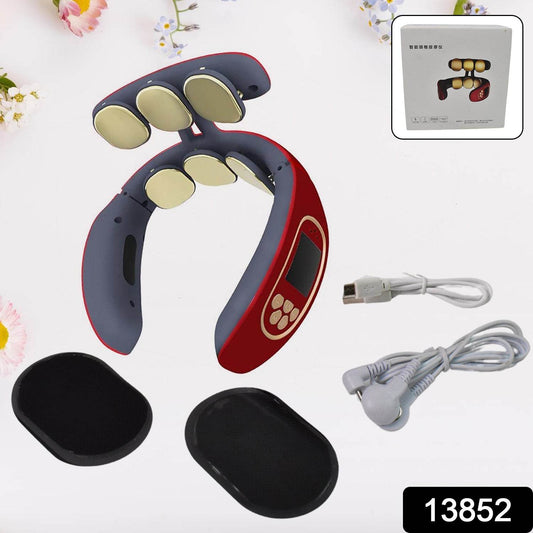 6 Heads Smart Electric Neck And Back Pulse Massager Wireless (1 Pc) - warehousetech13