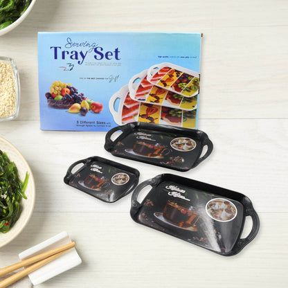 A Serving Tray Set Of 3 Melamine Trays For Kitchen Snacks Serving - warehousetech13
