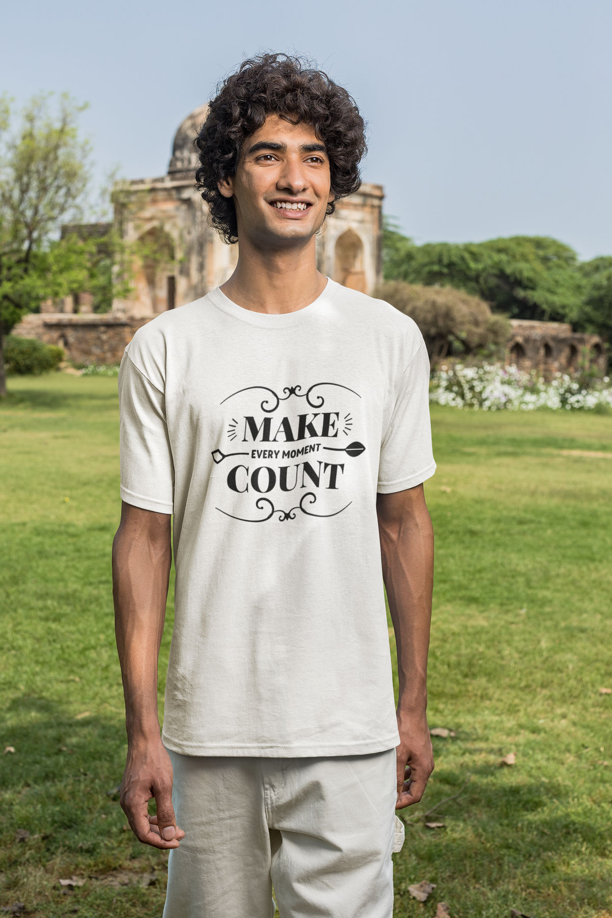 Make Every Moment Count Graphic T-Shirt - White