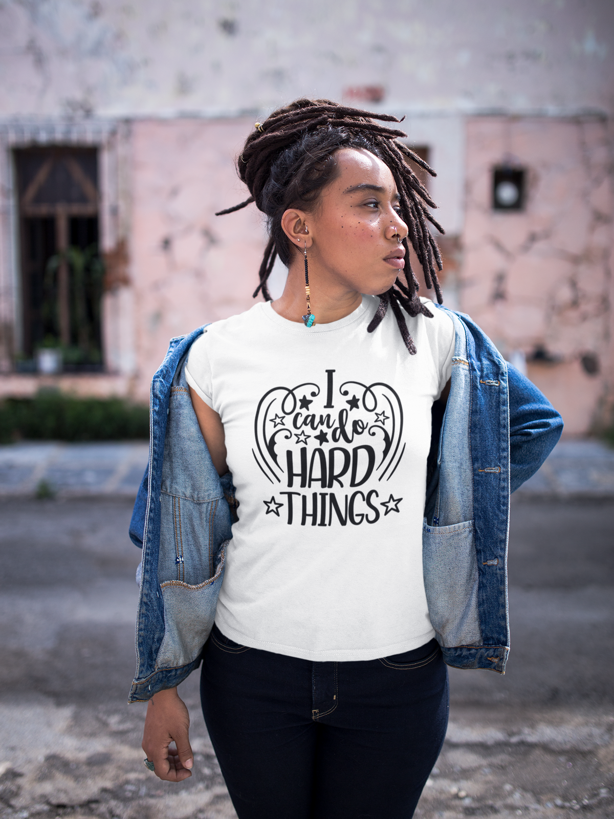 I Can Do Hard Things Motivational Graphic T-Shirt - White