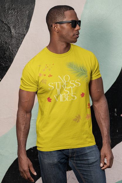 No Stress Just Vibes Tropical Leaf T‑Shirt