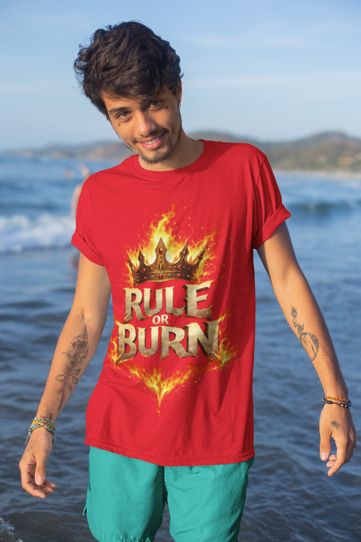 Rule or Burn Flaming Crown T‑Shirt