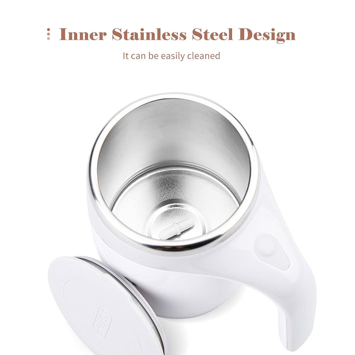 Stirring Coffee Mug Magnetic Stirring Coffee Cup Stainless Steel Mug For Milk Travel Mixing Cup Self Stirring Coffee Mug Suitable For Coffee Milk Hot Chocolat Battery Operated ( Battery Not Included ) - warehousetech13