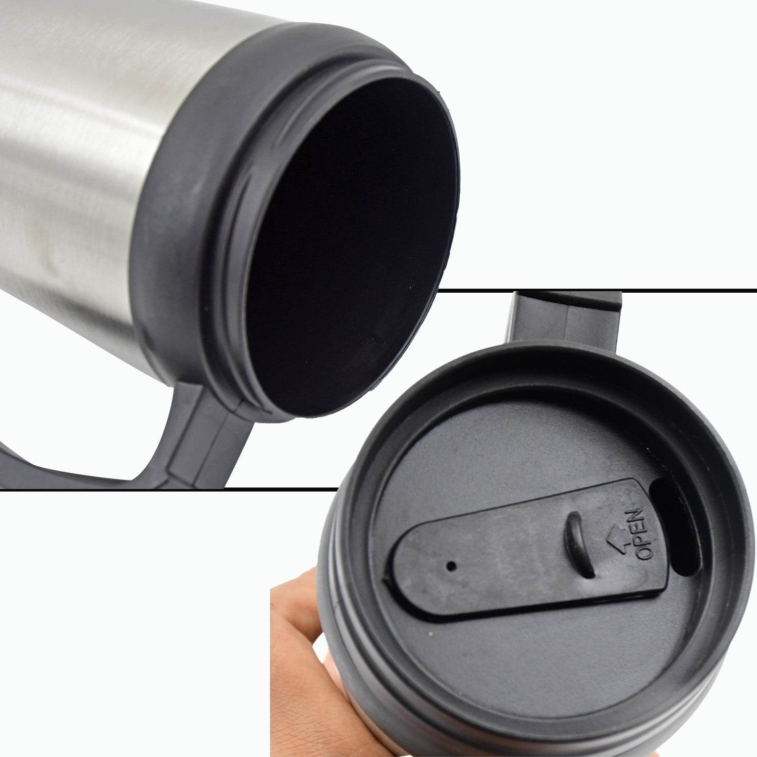 Stainless Steel Vacuum Glass Insulated Glass Coffee Cups (With Lid Handle 1 Pc) - warehousetech13