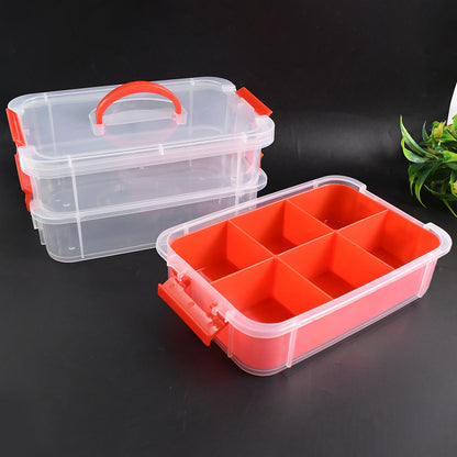 3-layer Multi-purpose Transparent Plastic Storage Carry Box With Handle - warehousetech13