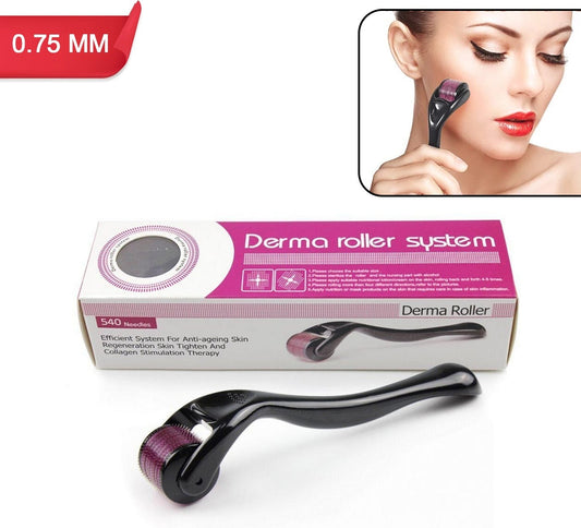 Derma Roller 0.75mm for Anti-Aging, Scar Removal, Hair Regrowth & Exfoliating Facial Scrubs