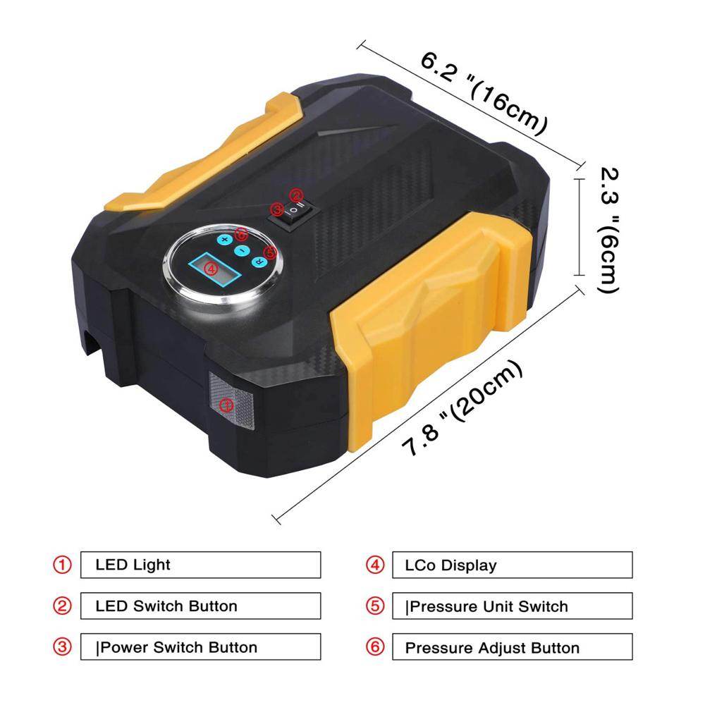 Portable Electric Car Air Compressor Pump For Car And Bike Tyre - warehousetech13