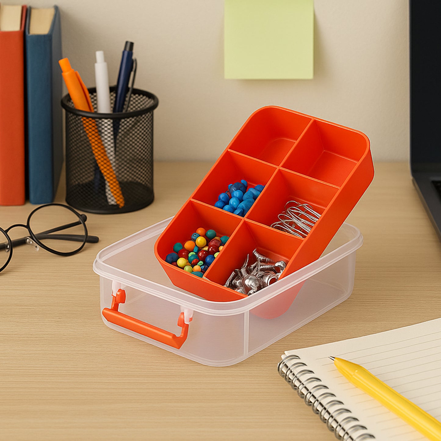 3-layer Multi-purpose Transparent Plastic Storage Carry Box With Handle - warehousetech13