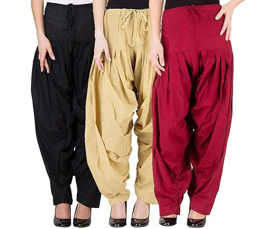 Combo Pack 3 Women's Cotton Full Stitched Readymade Patiala Salwar - warehousetech13