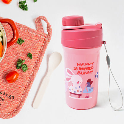 Plastic Lunch Box Leak Proof 2 Compartment With Bottle And Fork (1 Set Mix Color) - warehousetech13