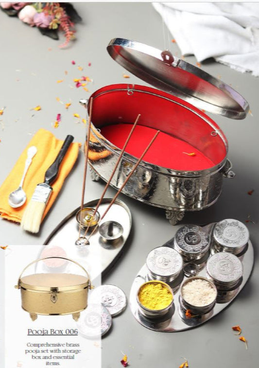 Brass Puja Box (Gold or Silver Plated) - 1 Unit