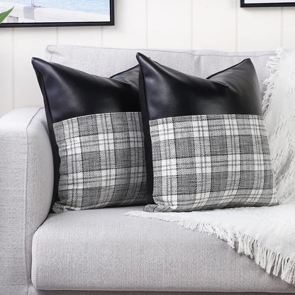 Pillow Covers Cushion Cases Soft Leather And Cotton (23 22 Inch 1 Pair 2 Pc) - warehousetech13