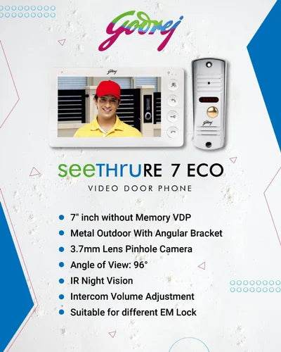 Godrej Seethru RE7 Eco White Video Door Phone - warehousetech13