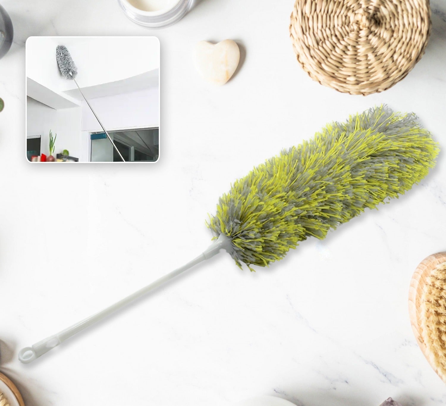 Long Handle Microfiber Duster For Cleaning Microfiber Hand Duster Washable Microfiber Cleaning Tool Extendable Dusters For Cleaning Office Car Computer Air Condition Washable Duster (62cm) - warehousetech13
