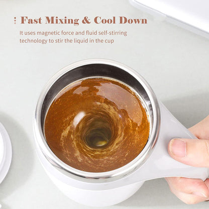 Stirring Coffee Mug Magnetic Stirring Coffee Cup Stainless Steel Mug For Milk Travel Mixing Cup Self Stirring Coffee Mug Suitable For Coffee Milk Hot Chocolat Battery Operated ( Battery Not Included ) - warehousetech13