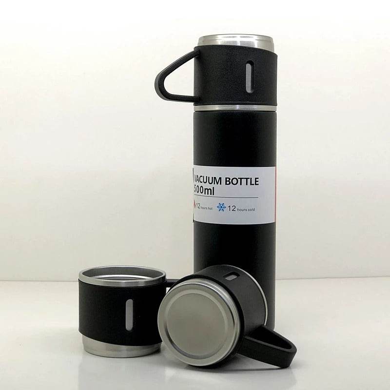 Stainless Steel Vacuum Flask Set With 3 Steel Cups - warehousetech13