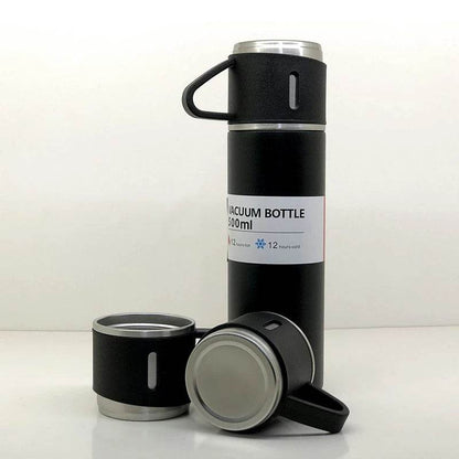 Stainless Steel Vacuum Flask Set With 3 Steel Cups - warehousetech13