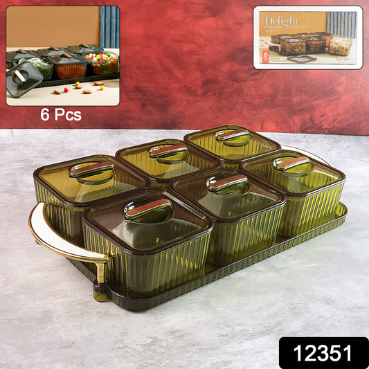 Liger Multipurpose Transparent Spice Jar Set With Tray And Lids 400ml Approx (6 Pc) - warehousetech13