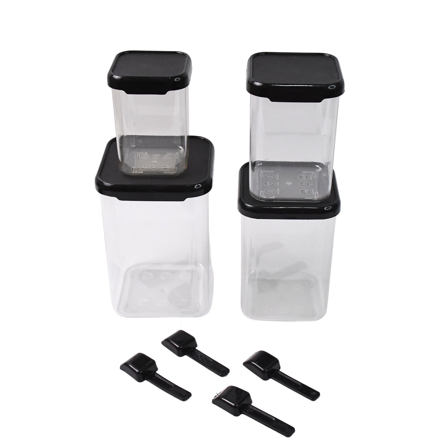 Plastic Air Tight Containers Storage (4 Pc Set With 4 Spoon) - warehousetech13