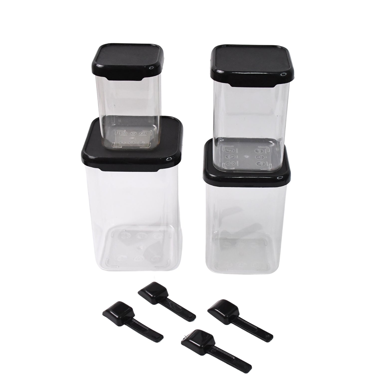 Plastic Air Tight Containers Storage (4 Pc Set With 4 Spoon) - warehousetech13