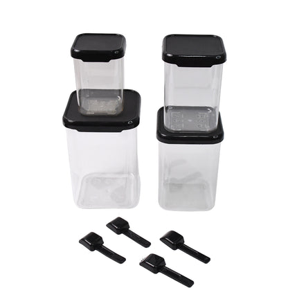 Plastic Air Tight Containers Storage (4 Pc Set With 4 Spoon) - warehousetech13