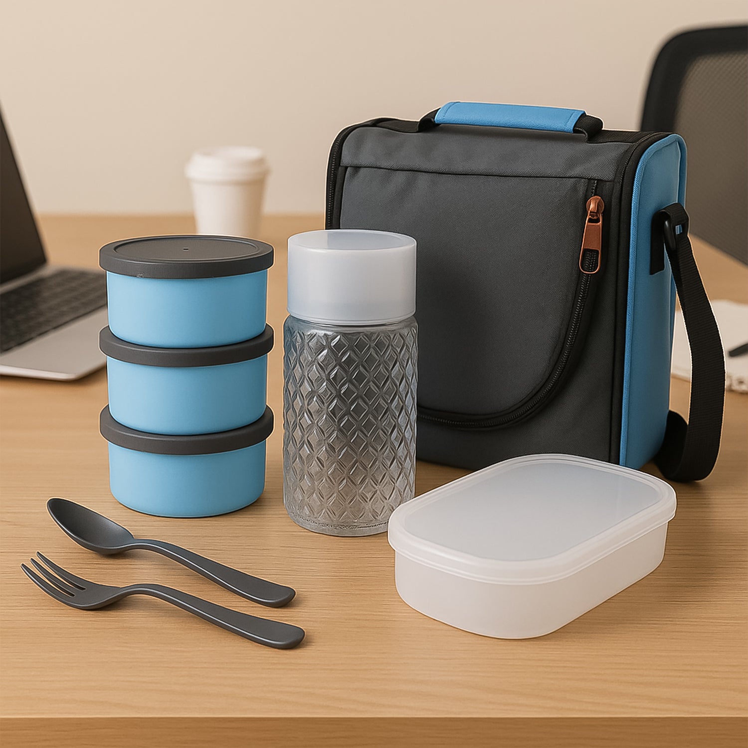 All In One Lunch Box With Fabric Bag For Office School Use - warehousetech13