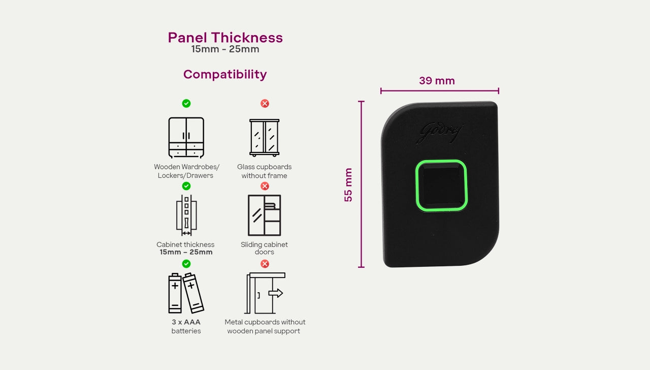 Rion Digital Cabinet Lock - Keyless Biometric Security