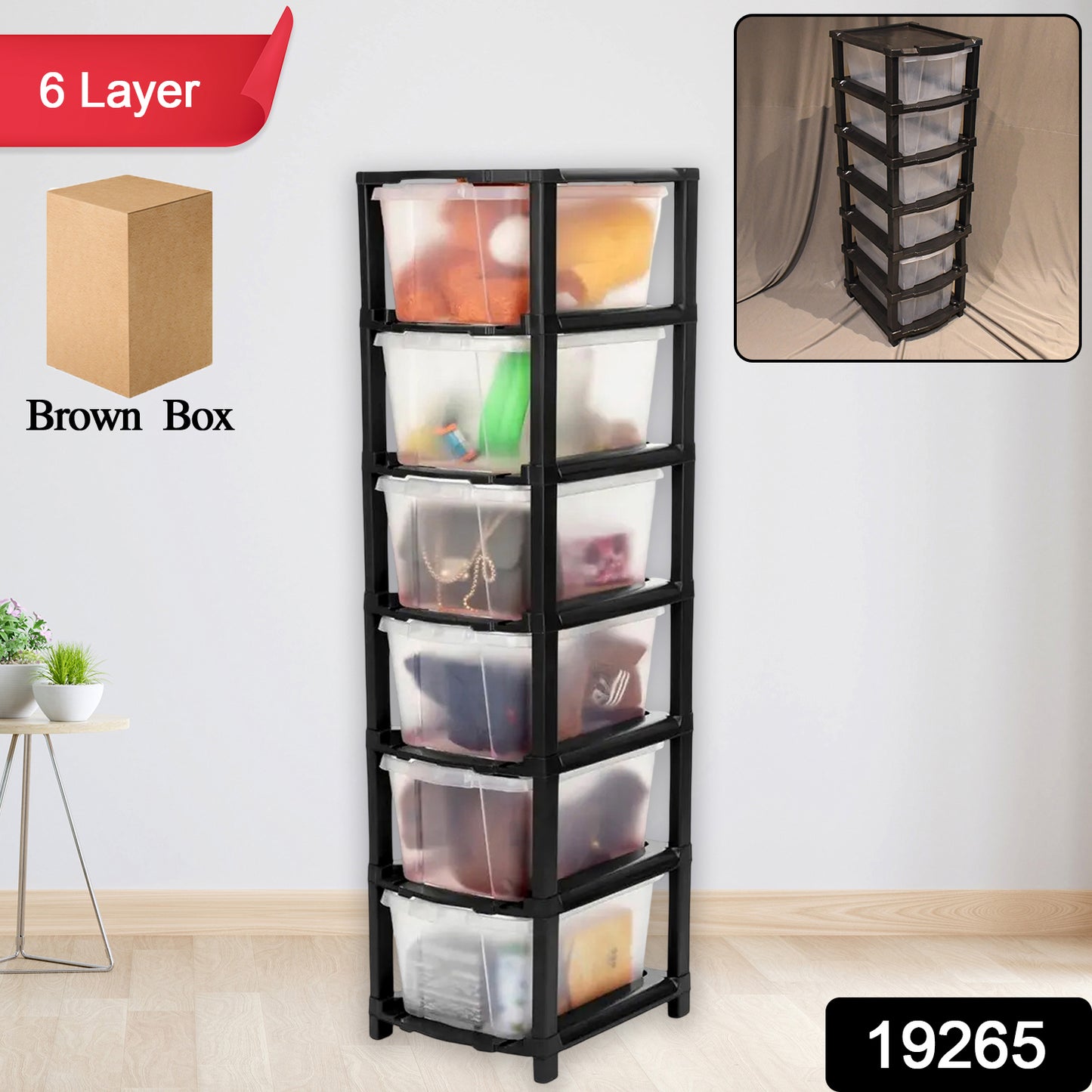 6-layer Modular Plastic Drawer Storage Cabinet - warehousetech13