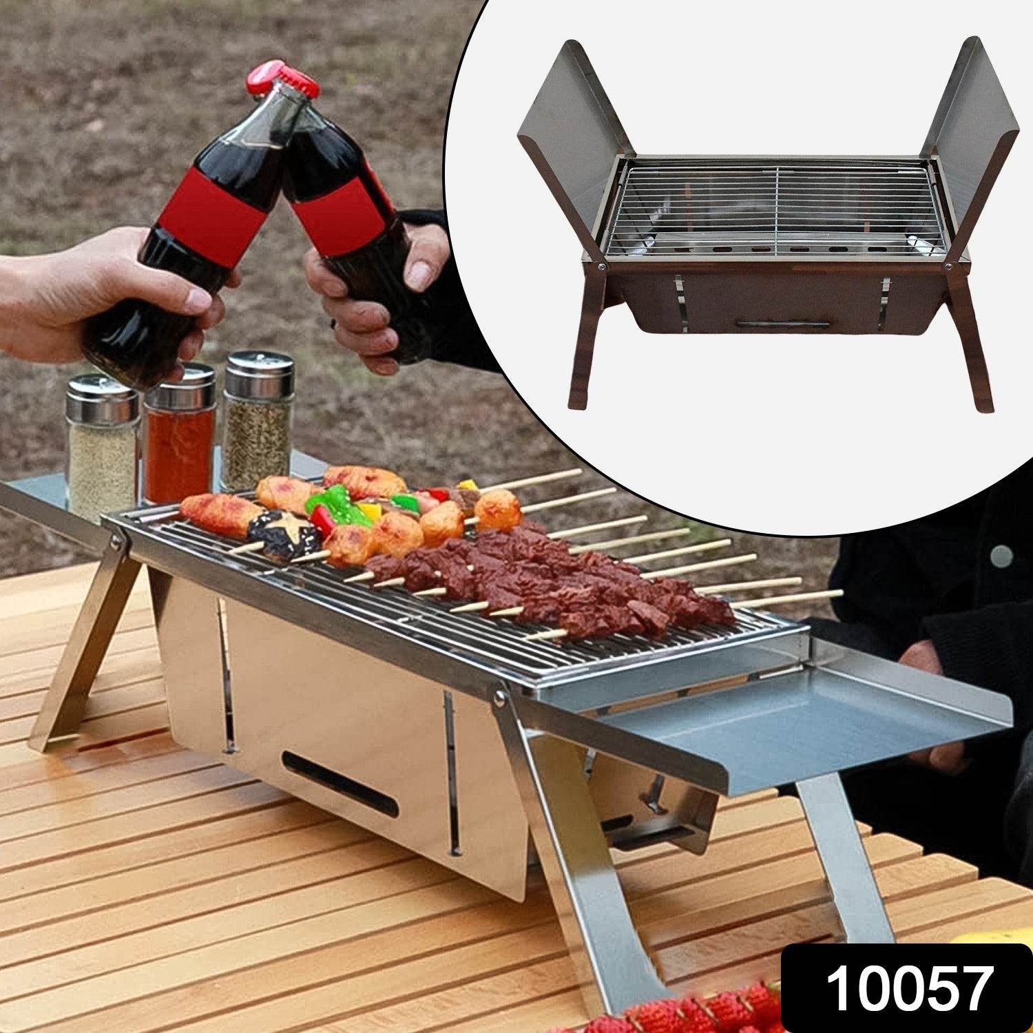 Portable Bbq Barbecue Grill Stainless Steel Folding Charcoal Grill (1 Set Net Weight 2207 Gm) - warehousetech13