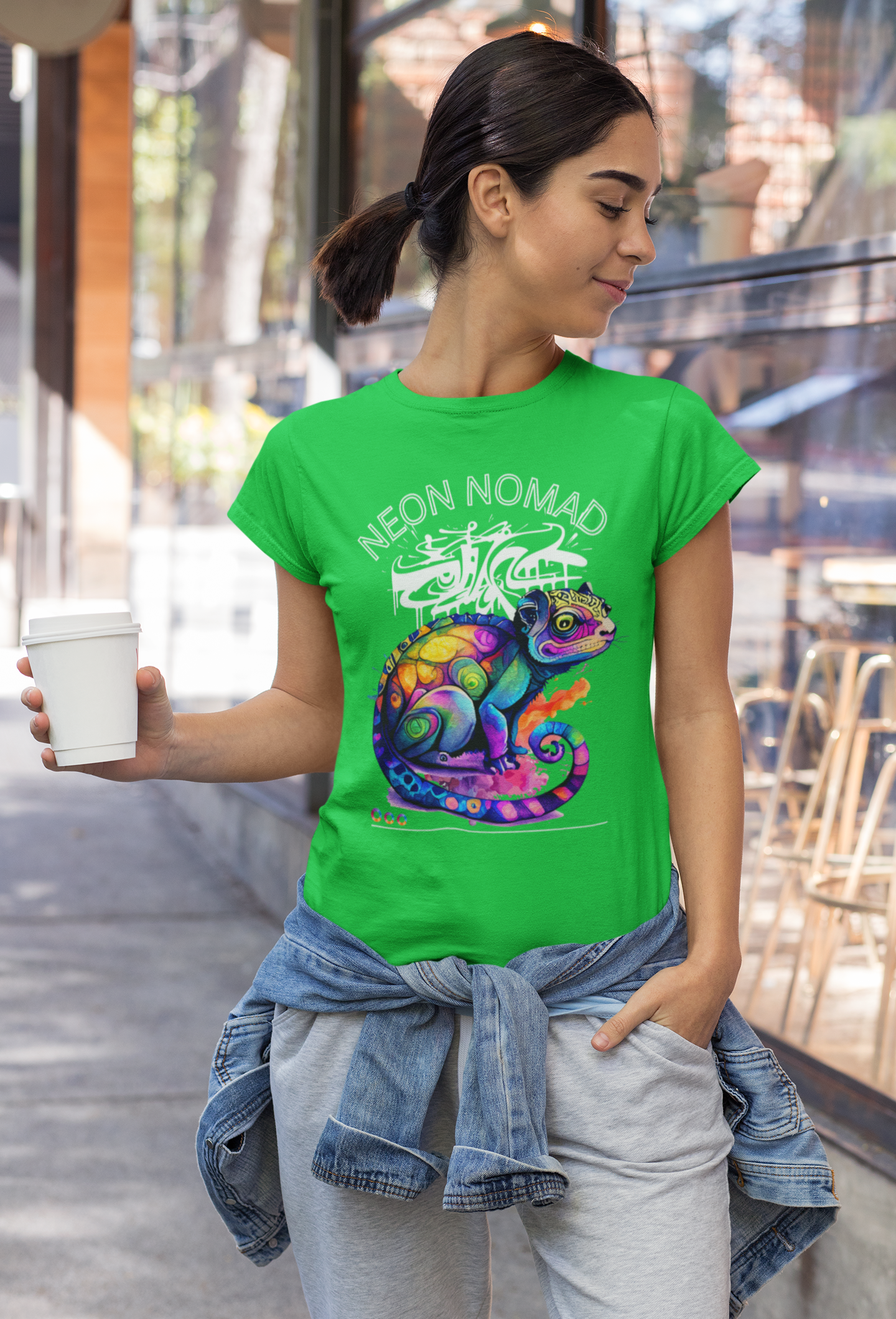 Neon Nomad Psychedelic Chameleon Streetwear T‑Shirt