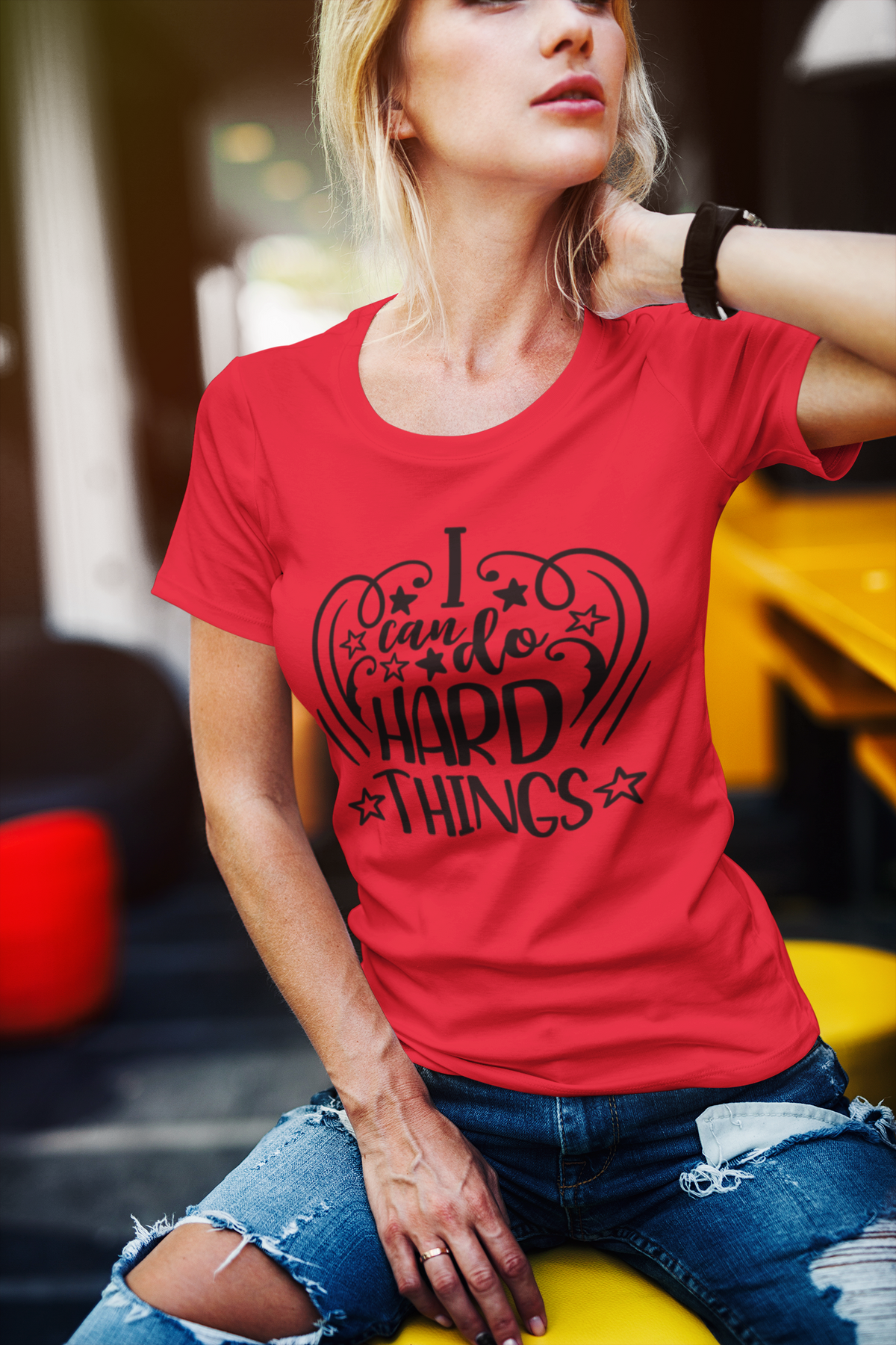 I Can Do Hard Things Motivational Graphic T-Shirt - Crimson Red