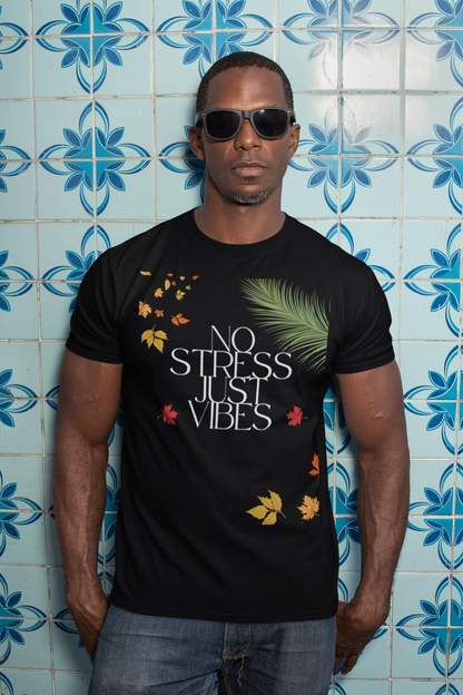 No Stress Just Vibes Tropical Leaf T‑Shirt