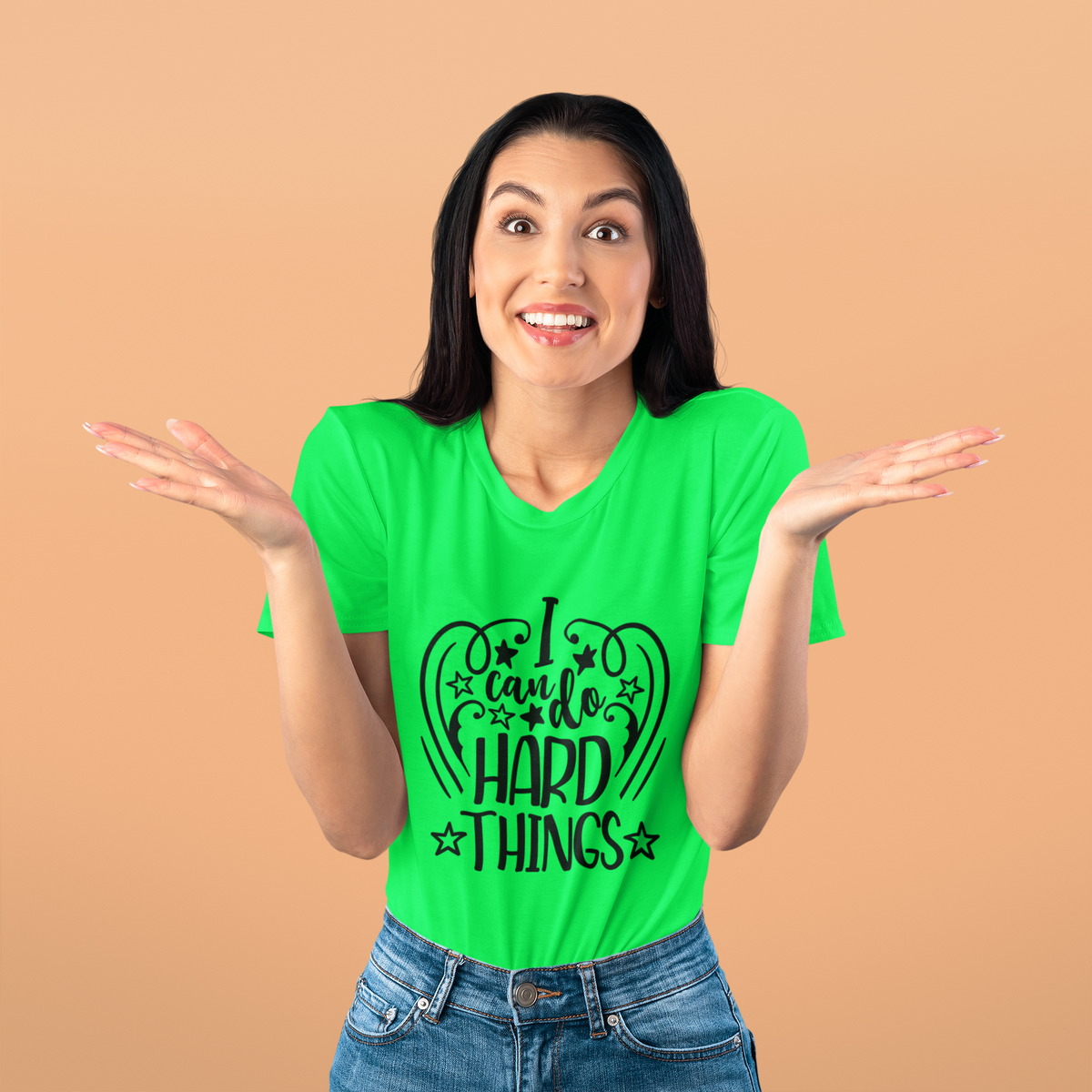 I Can Do Hard Things Motivational Graphic T-Shirt - Kelly Green