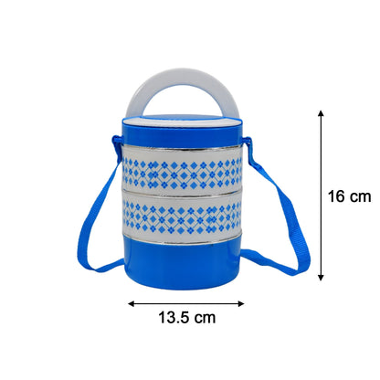 2493 3 Layer Adjustable Insulated Tiffin Set Of 1 Blue 3 Containers Lunch Box - warehousetech13
