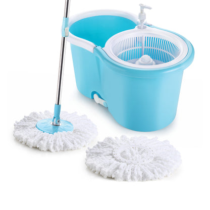 8702 Plastic Spinner Bucket Mop 360 Degree Self Spin Wringing With 2 Absorbers For Home And Office Floor Cleaning Mops Set - warehousetech13