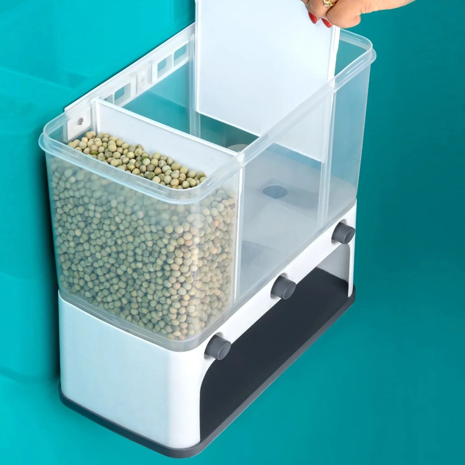 Easy Flow Cereal Dispenser For Kitchen 3 In 1 Push Button Wall Mount Container - warehousetech13