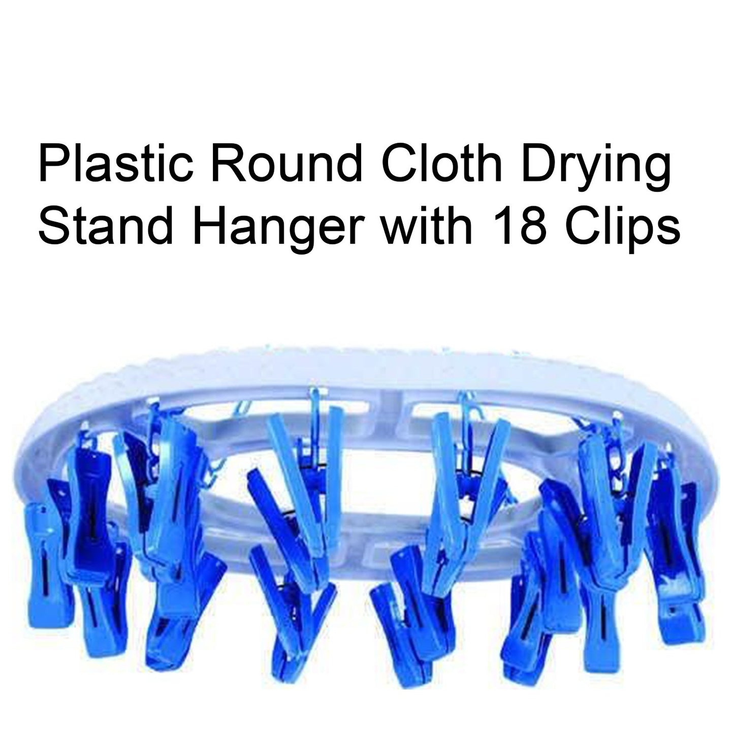 1366 Plastic Round Cloth Drying Stand Hanger With 18 Clips (Multicolour) - warehousetech13