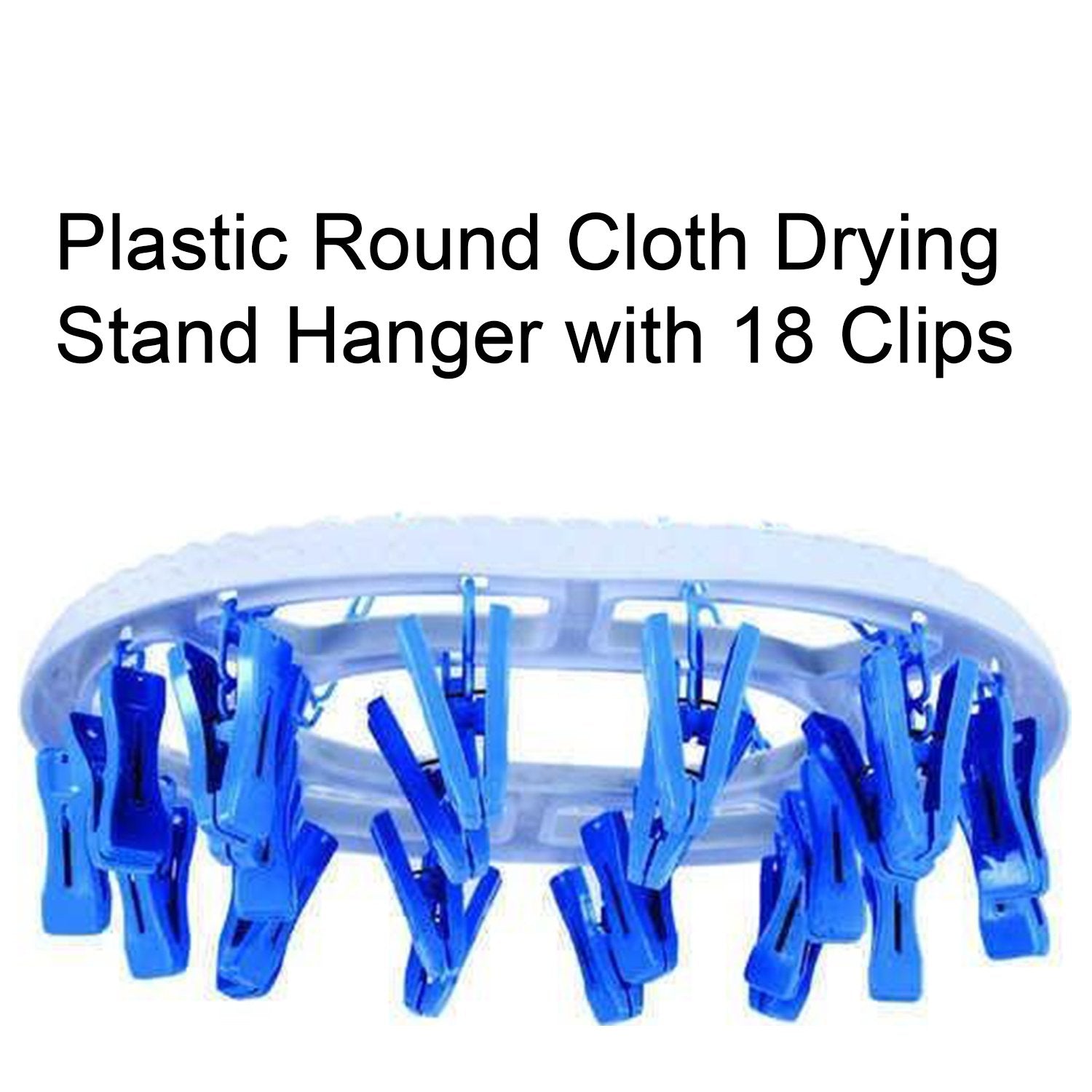 1366 Plastic Round Cloth Drying Stand Hanger With 18 Clips (Multicolour) - warehousetech13